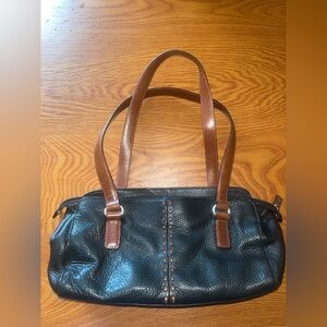 Fossil Black Brown Leather Shoulder Bag Purse